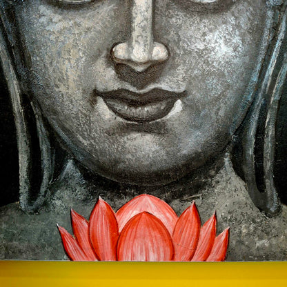 Quadro etnico acrilico su tela Buddha fiore di loto