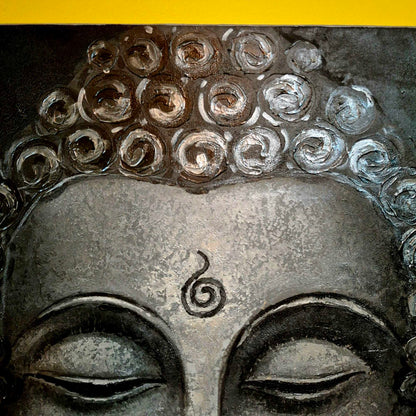 Quadro etnico acrilico su tela Buddha fiore di loto