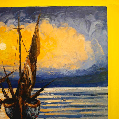 Quadro etnico acrilico su tela barche a vela