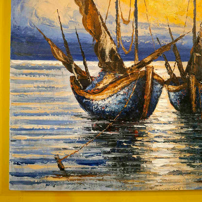 Quadro etnico acrilico su tela barche a vela