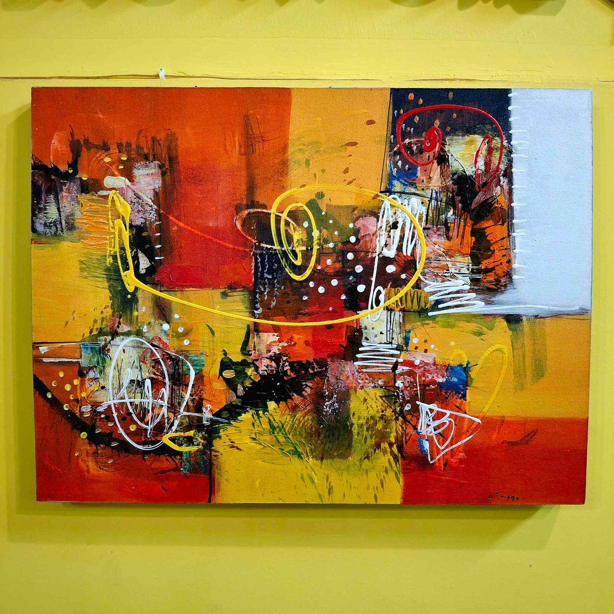 Quadro artigianale in rilievo geometria astratta