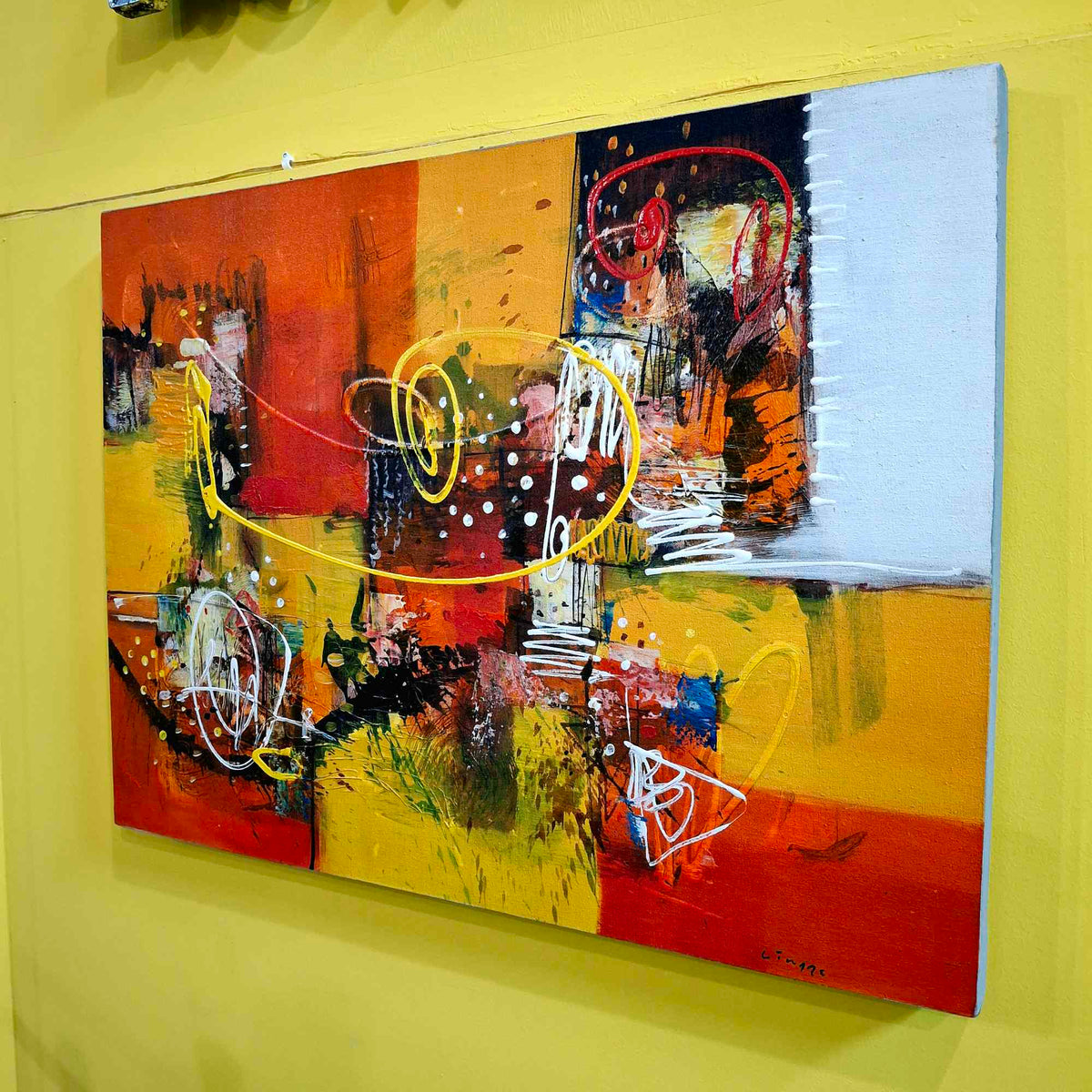 Quadro artigianale in rilievo geometria astratta