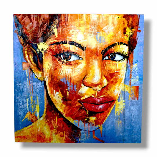 Quadro etnico artigianale ritratto di donna
