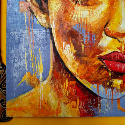 Quadro etnico artigianale ritratto di donna
