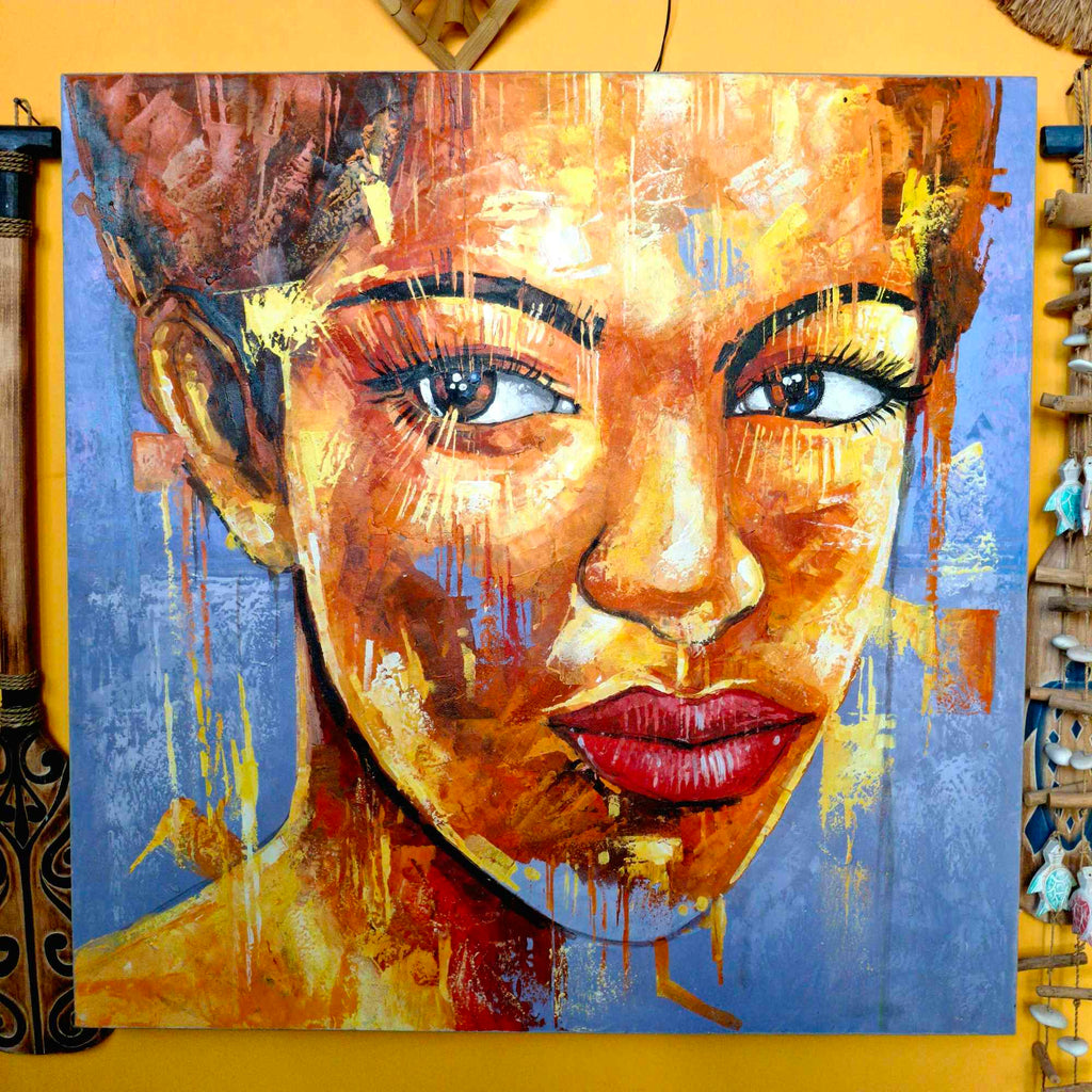 Quadro etnico artigianale ritratto di donna