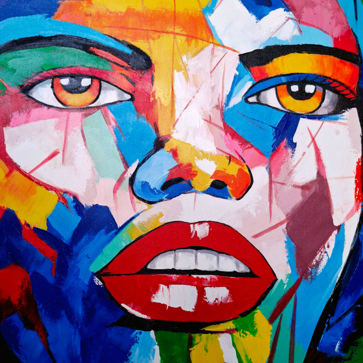 Quadro etnico pop art volto astratto neo cubismo