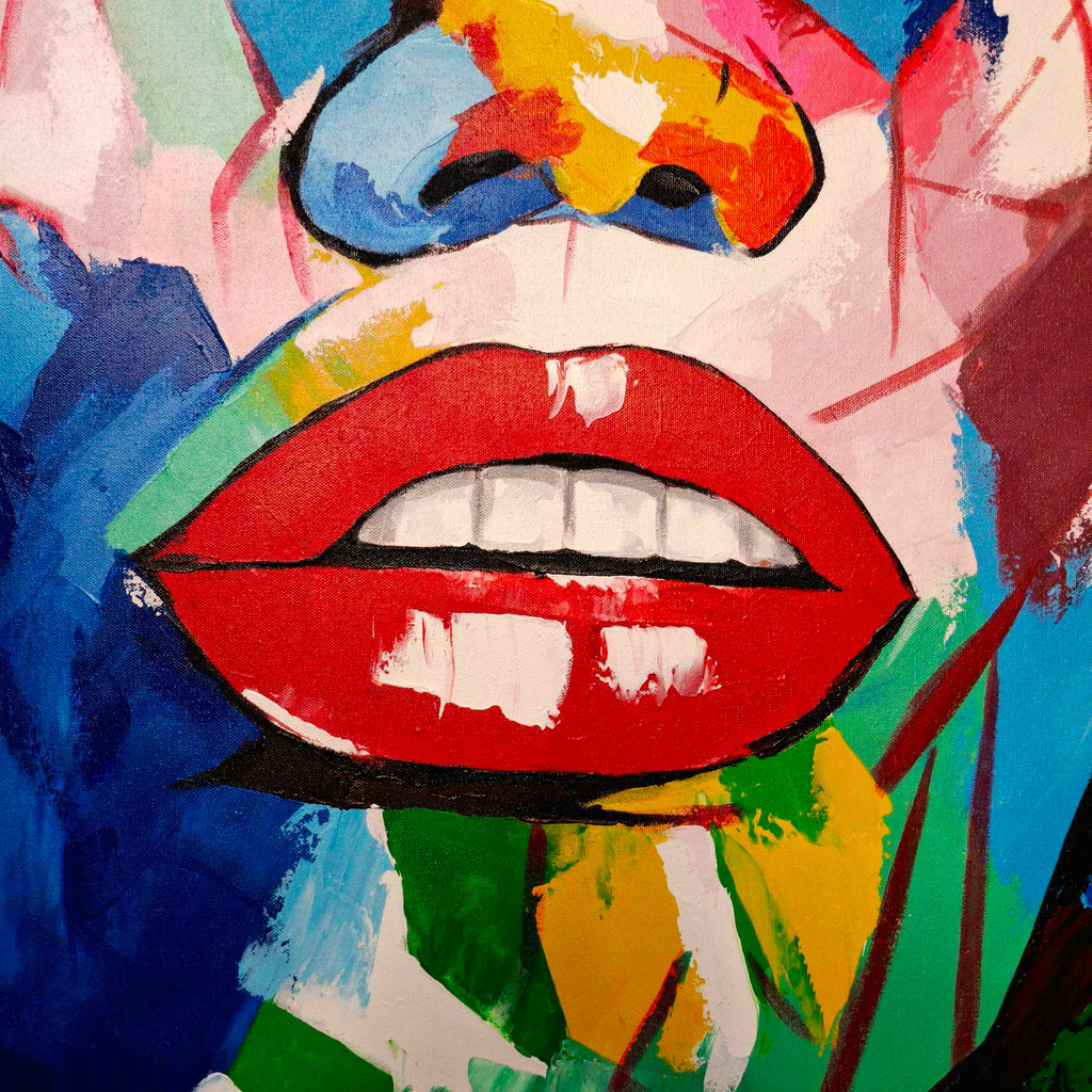 Quadro etnico pop art volto astratto neo cubismo