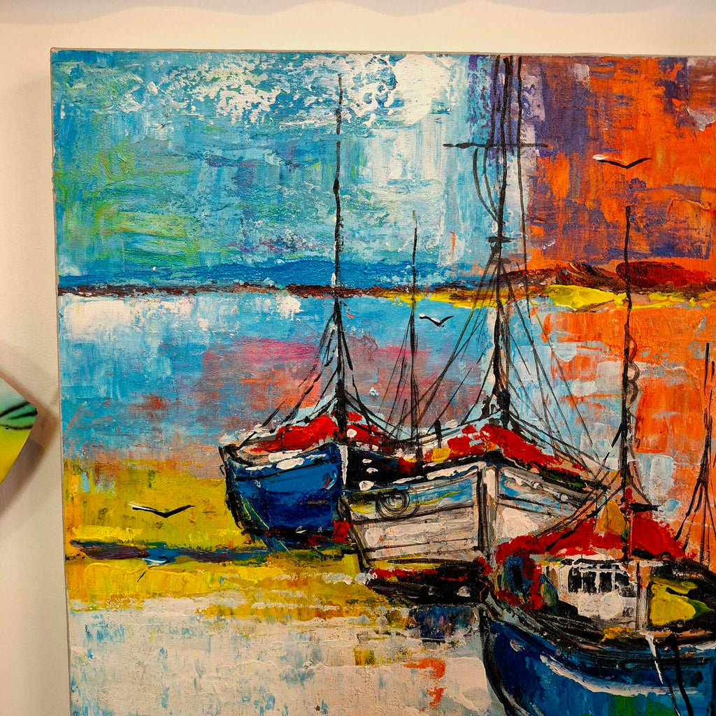 Quadro etnico barche dipinto stile marinaro arte