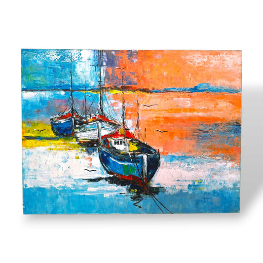 Quadro etnico barche stile marinaro dipinto