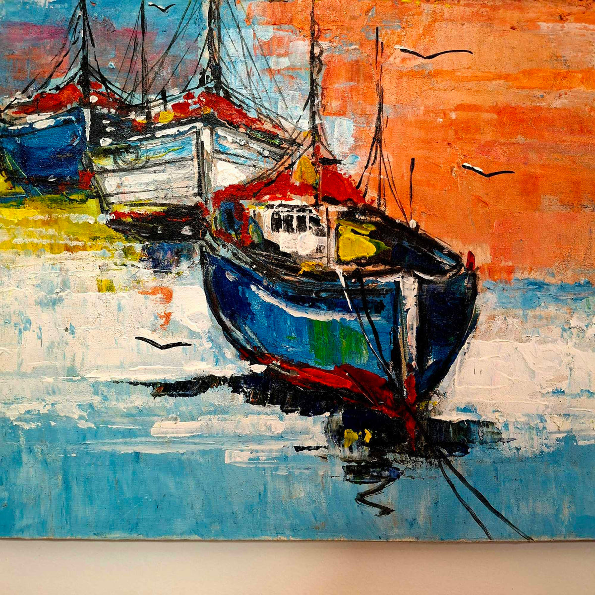 Quadro etnico barche dipinto stile marinaro arte