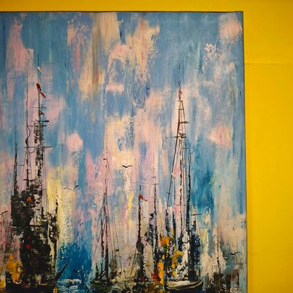 Quadro etnico marino dipinto imbarcazioni