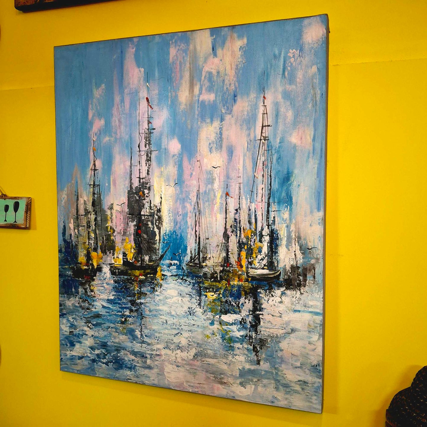 Quadro etnico marino dipinto imbarcazioni