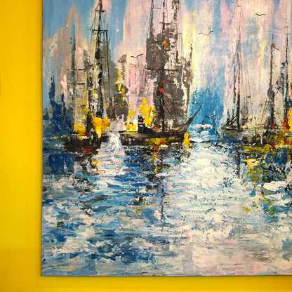 Quadro etnico marino dipinto imbarcazioni