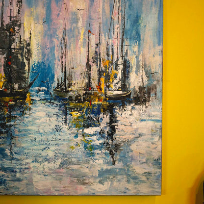 Quadro etnico marino dipinto imbarcazioni
