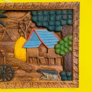 Pannello decorativo paesaggio orientale in legno