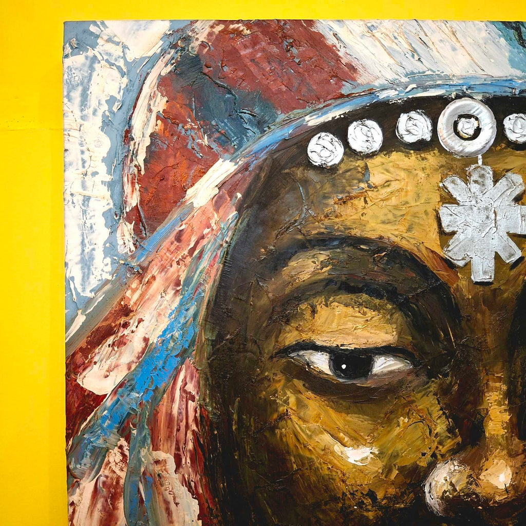 Quadro etnico ritratto tribal dipinto spirituale