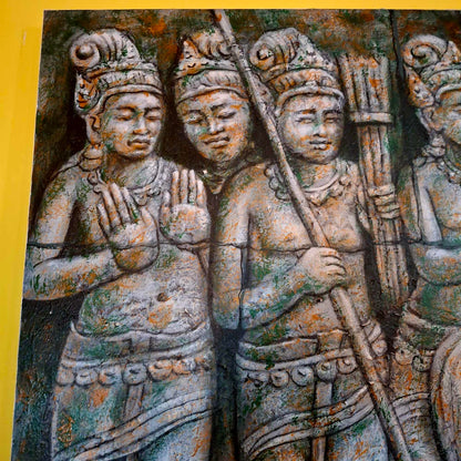 Quadro etnico acrilico su tela Angkor wat