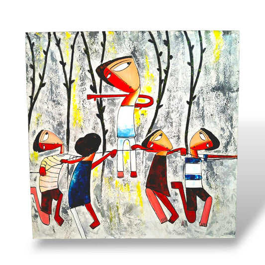 Quadro etnico acrilico su tela cubismo contemporaneo