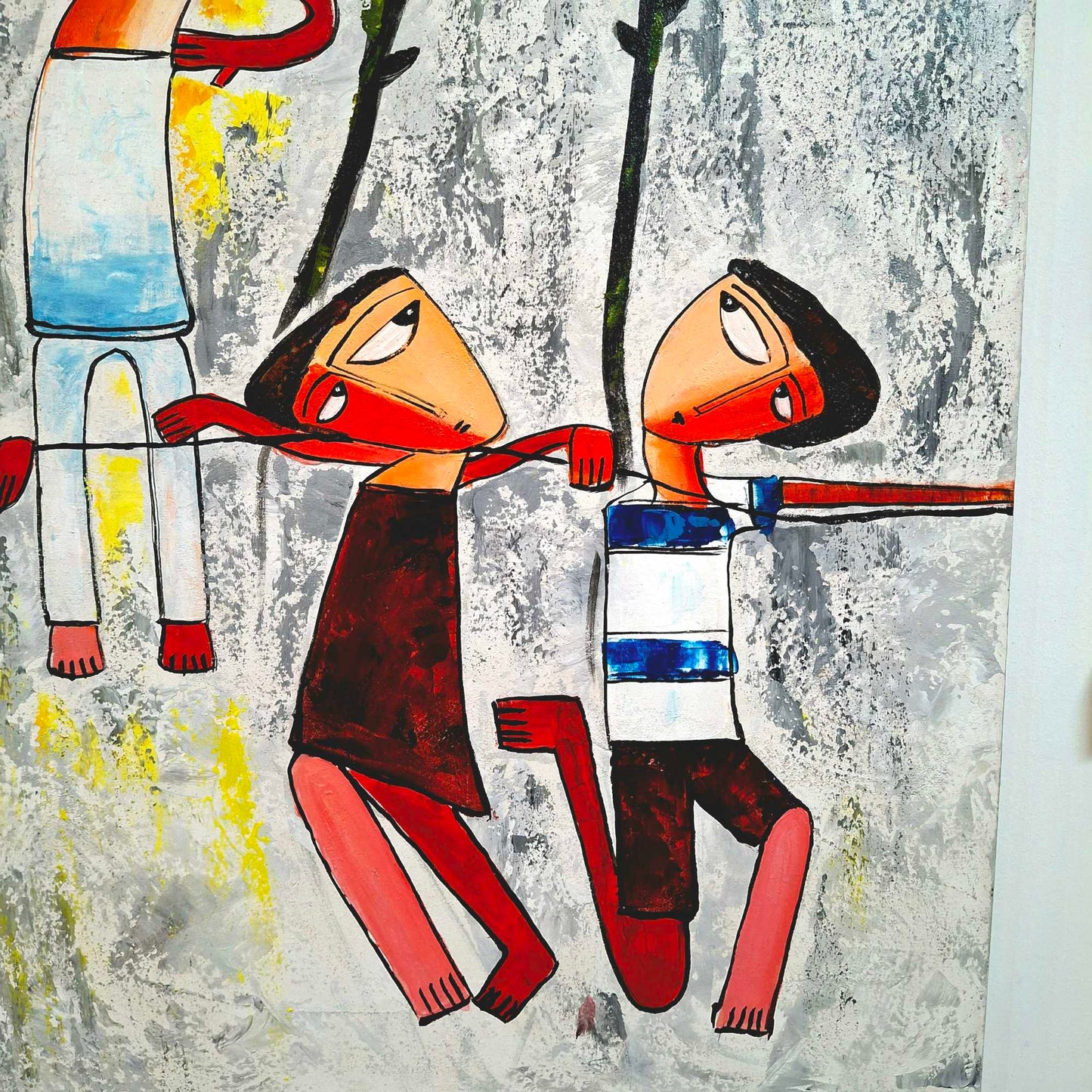 Quadro etnico acrilico su tela cubismo contemporaneo
