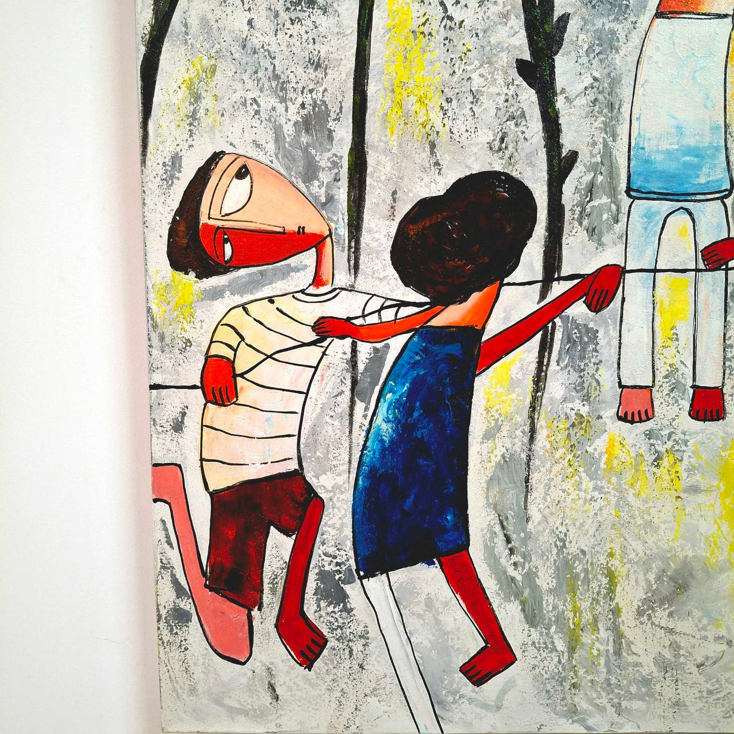 Quadro etnico acrilico su tela cubismo contemporaneo