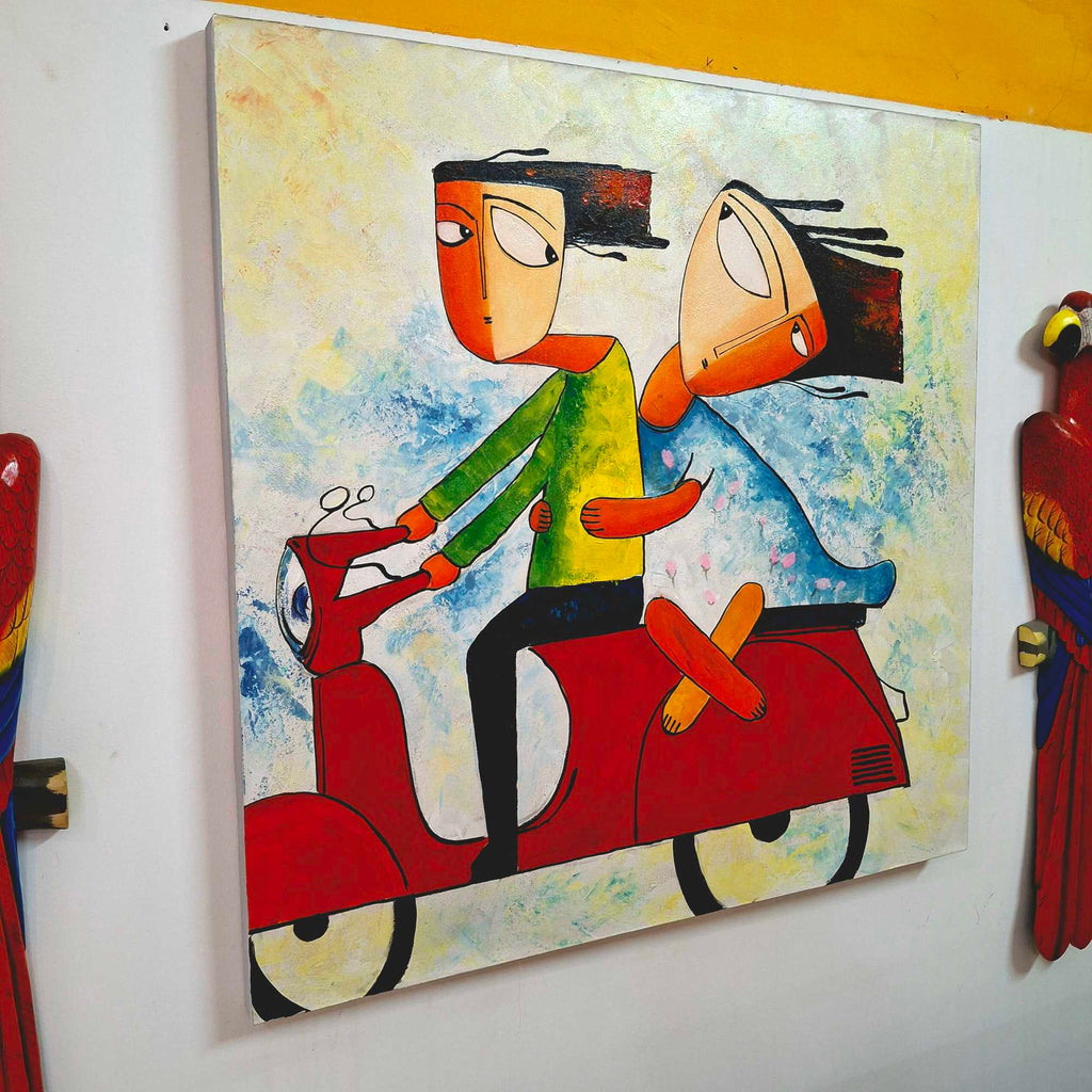 Quadro etnico acrilico su tela dipinto cubismo