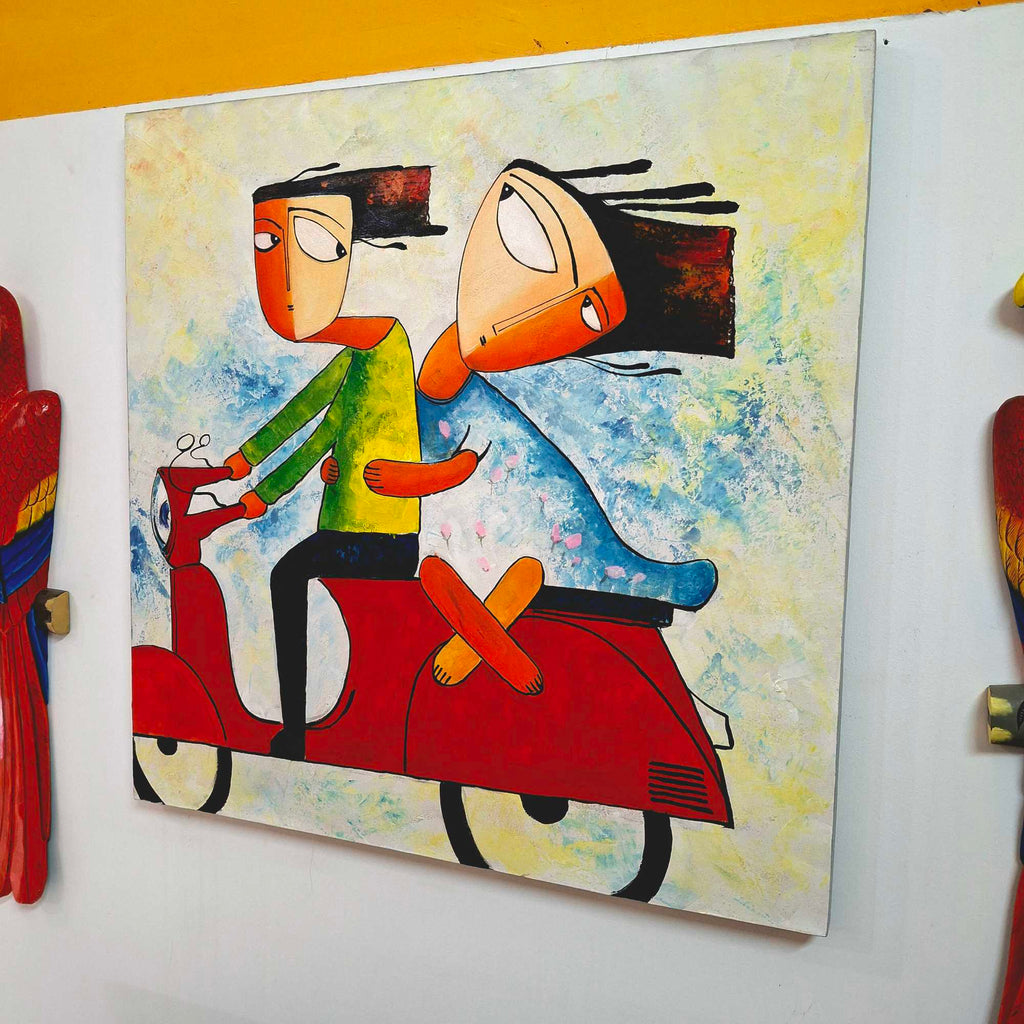 Quadro etnico acrilico su tela dipinto cubismo