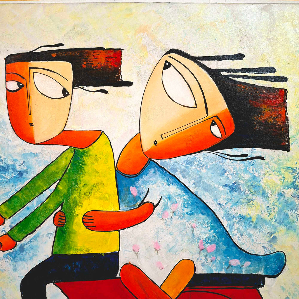 Quadro etnico acrilico su tela dipinto cubismo