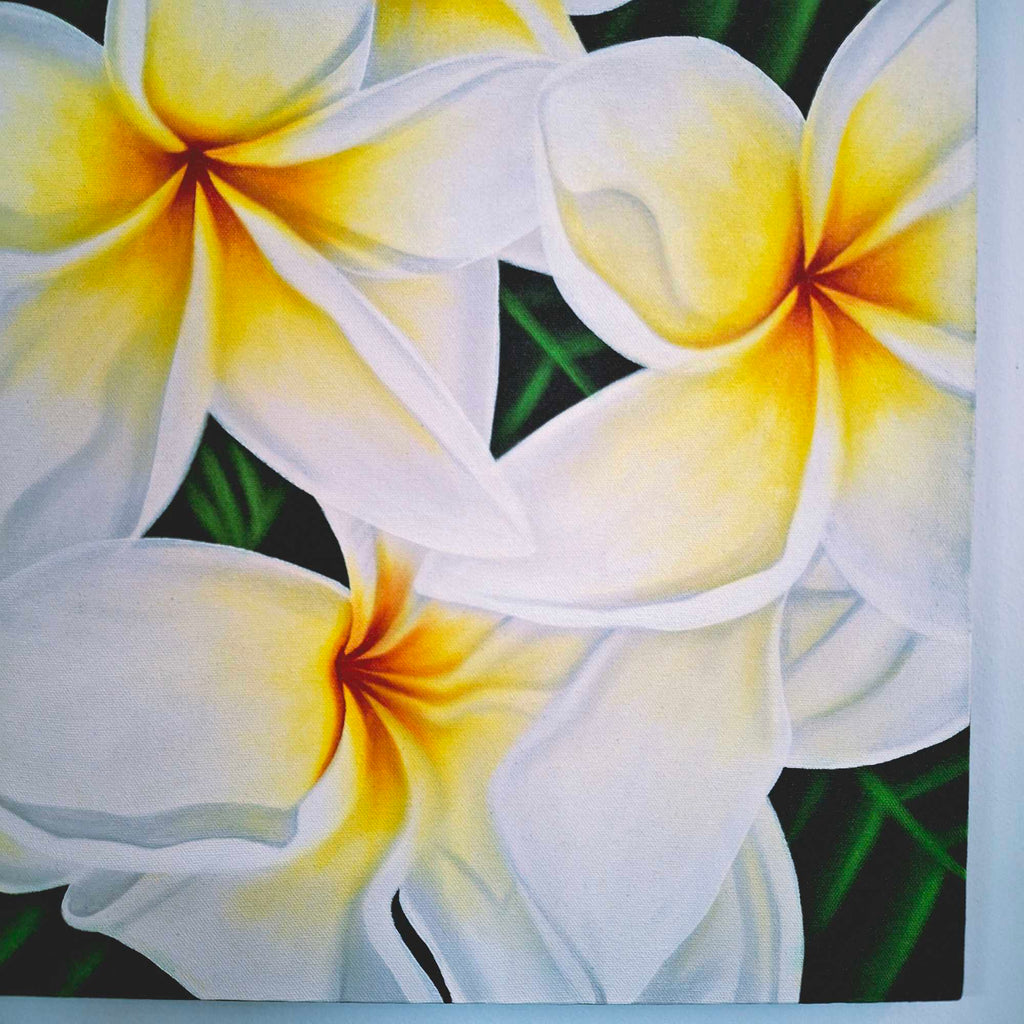Quadro etnico dipinto fiori di plumaria