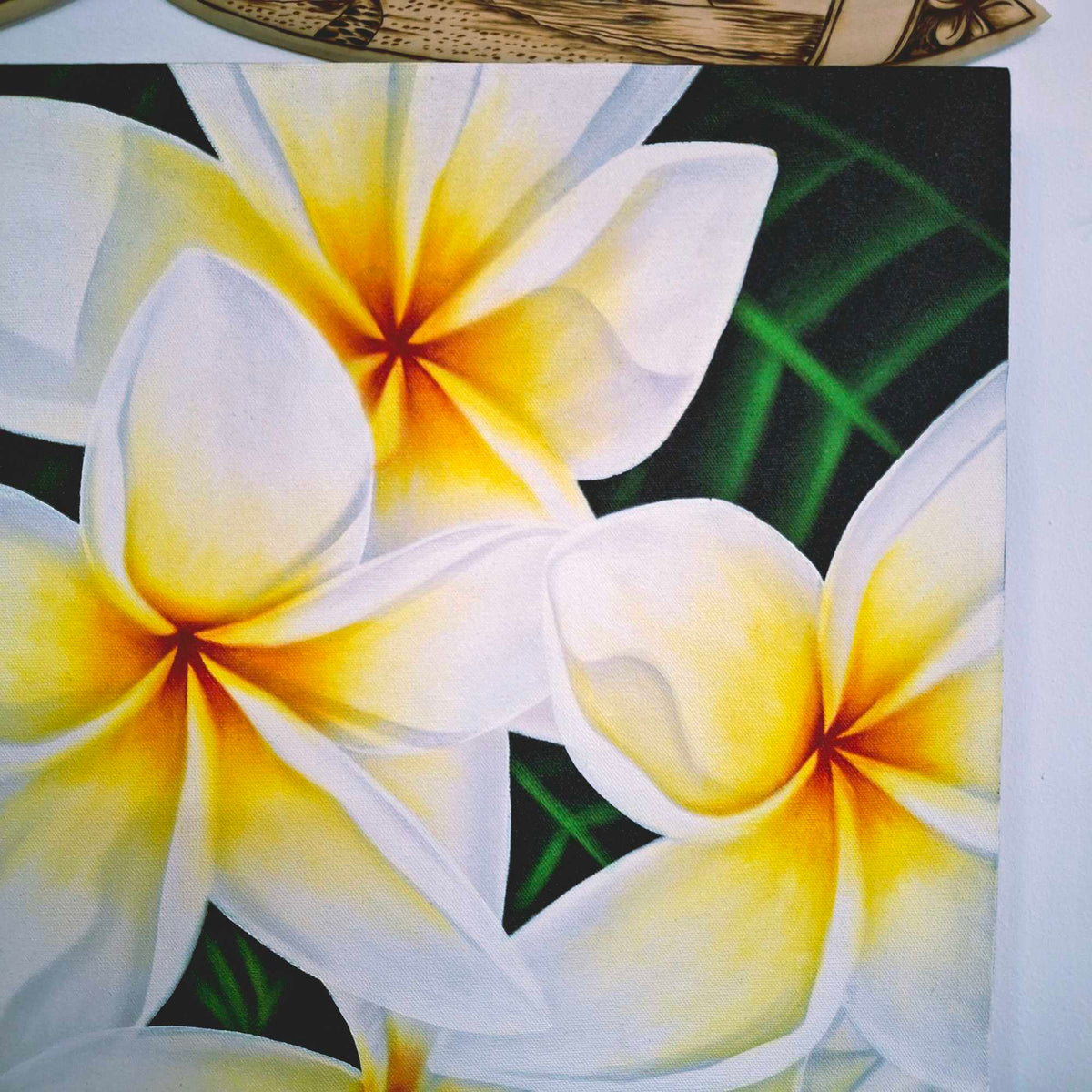 Quadro etnico dipinto fiori di plumaria