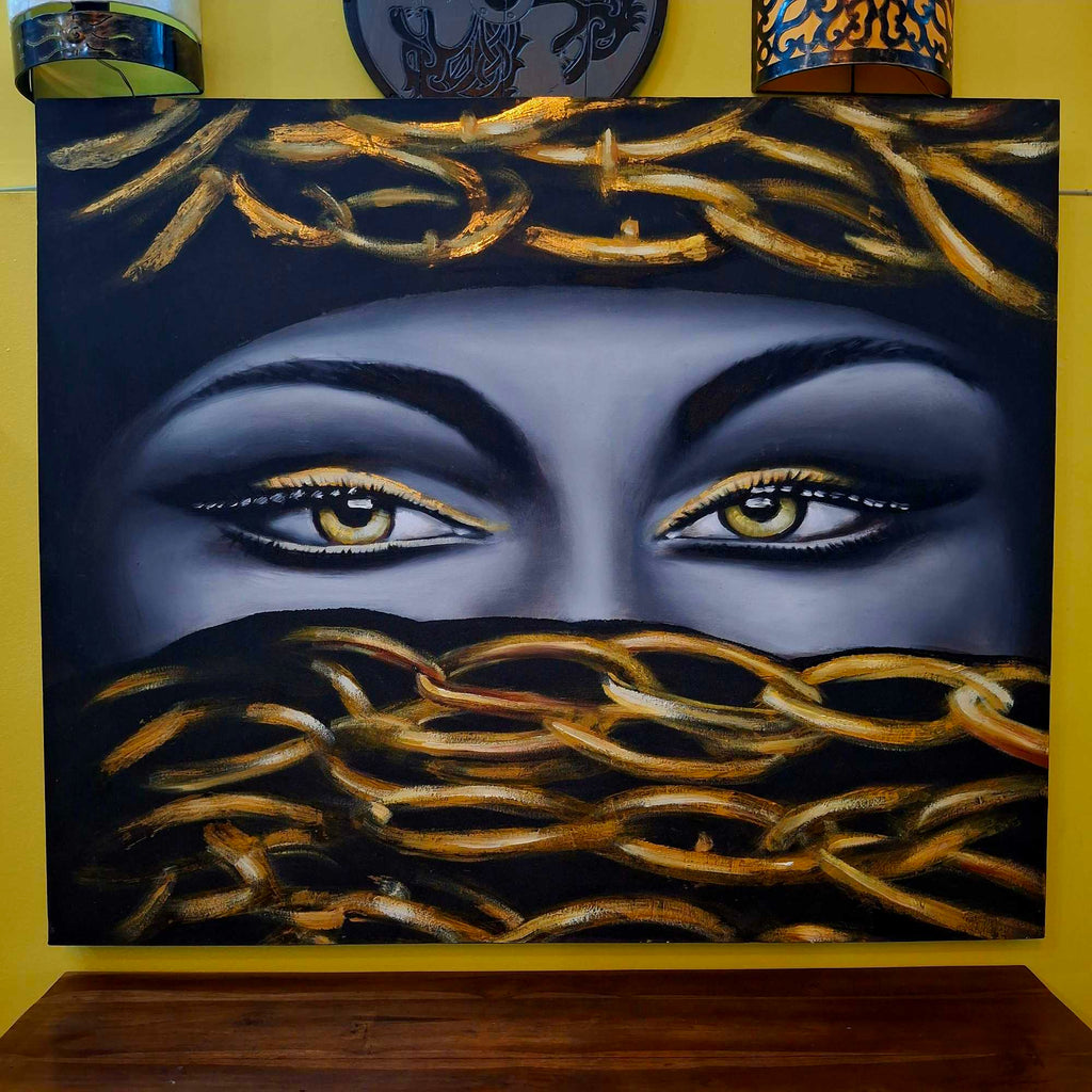 Quadro olio su tela Dipinto sguardo di donna