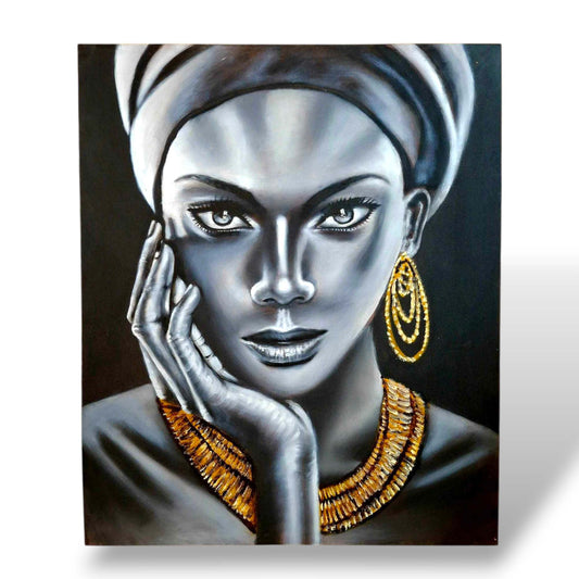 Quadro woman in gold olio su tela etnico