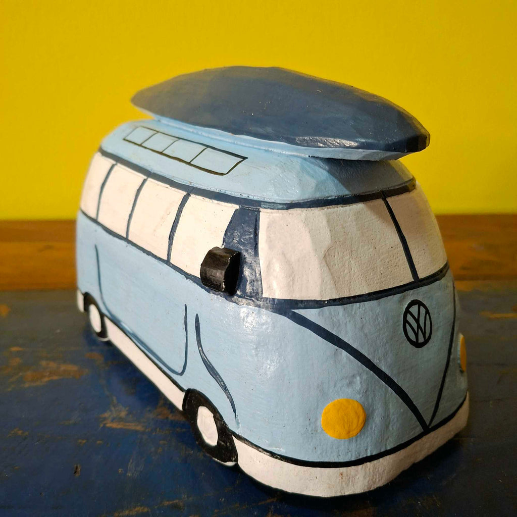 Salvadanaio Furgone Hippie In Legno Soprammobile