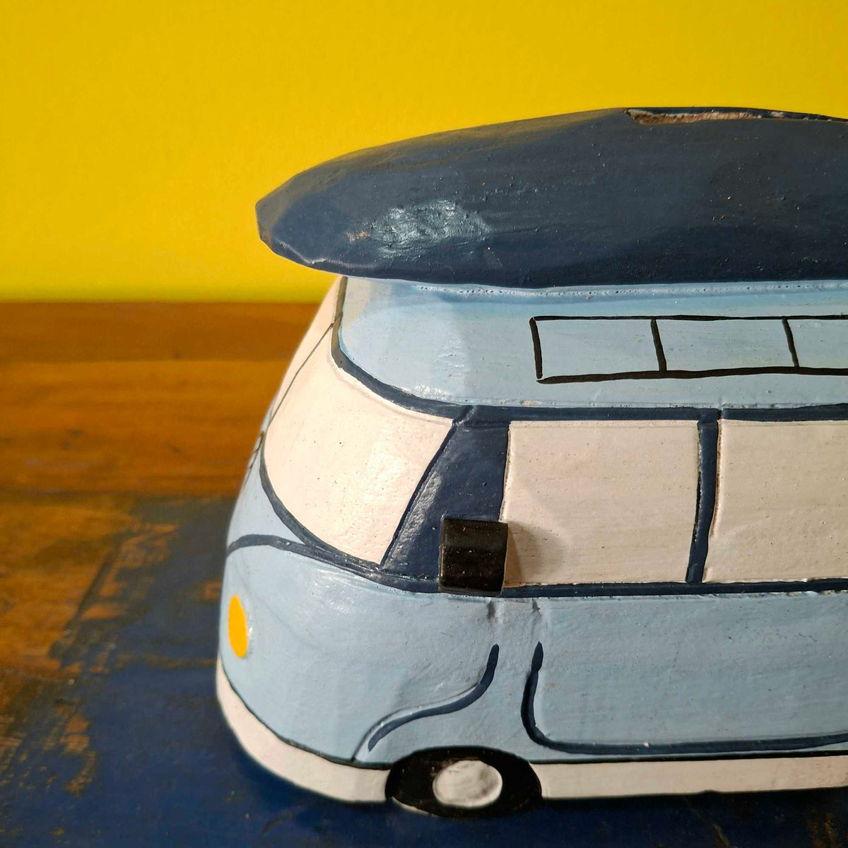 Salvadanaio Furgone Hippie In Legno Soprammobile