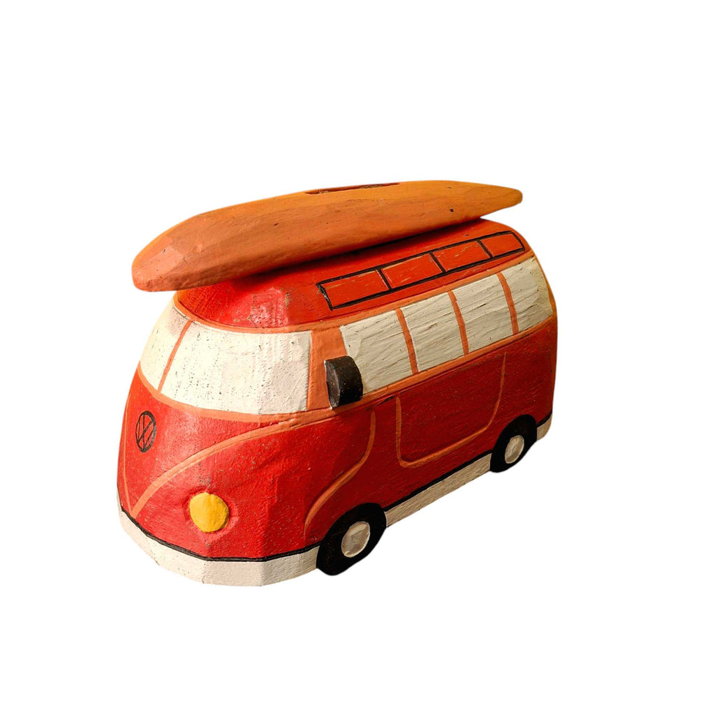 Furgone Hippie In Legno Salvadanaio Soprammobile