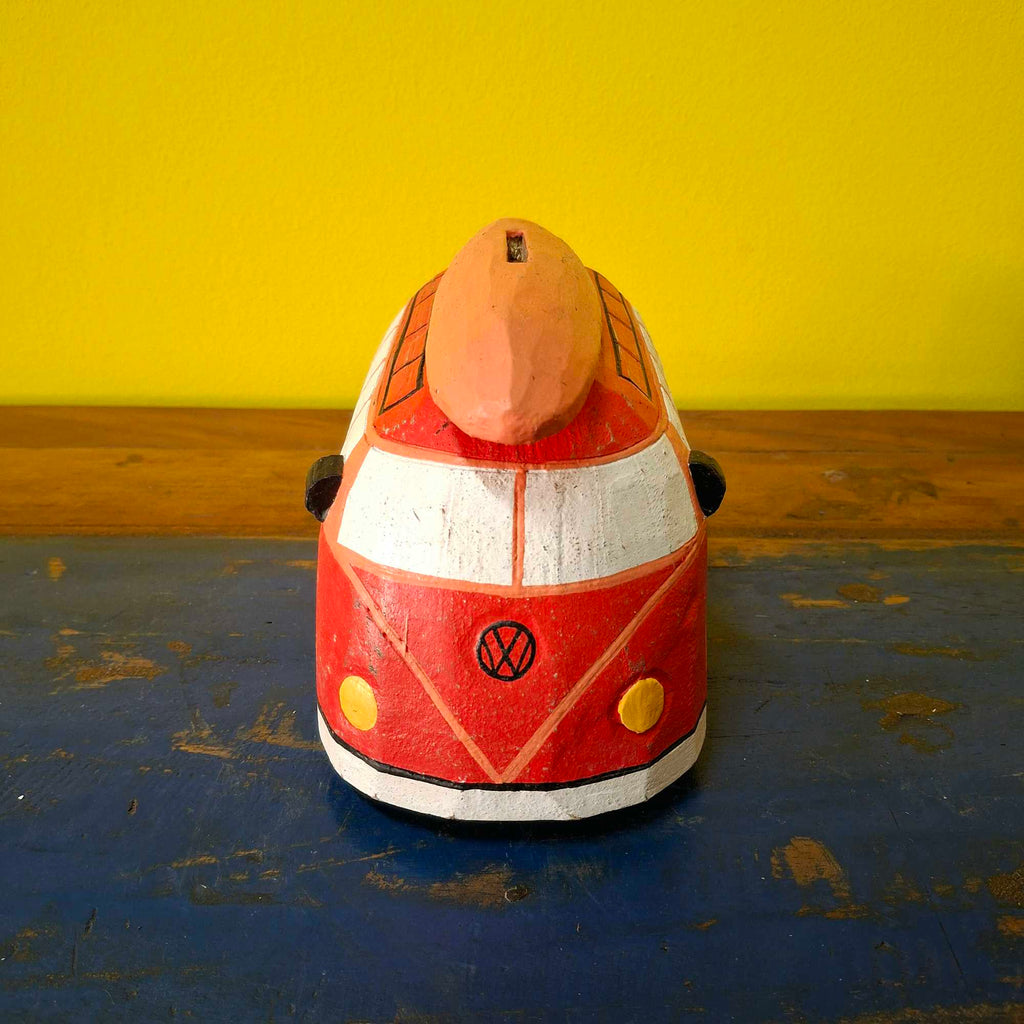 Furgone Hippie In Legno Salvadanaio Soprammobile