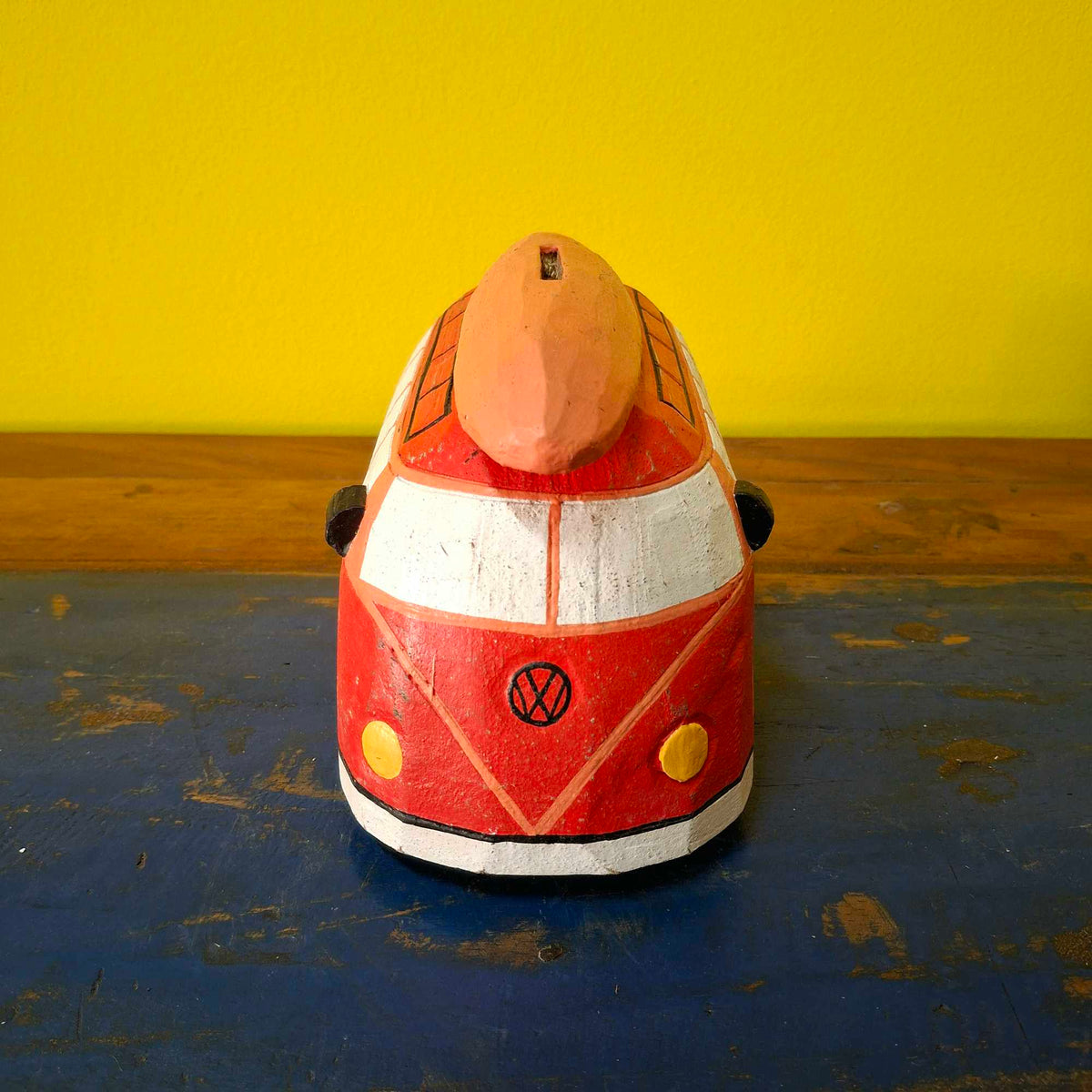Furgone Hippie In Legno Salvadanaio Soprammobile