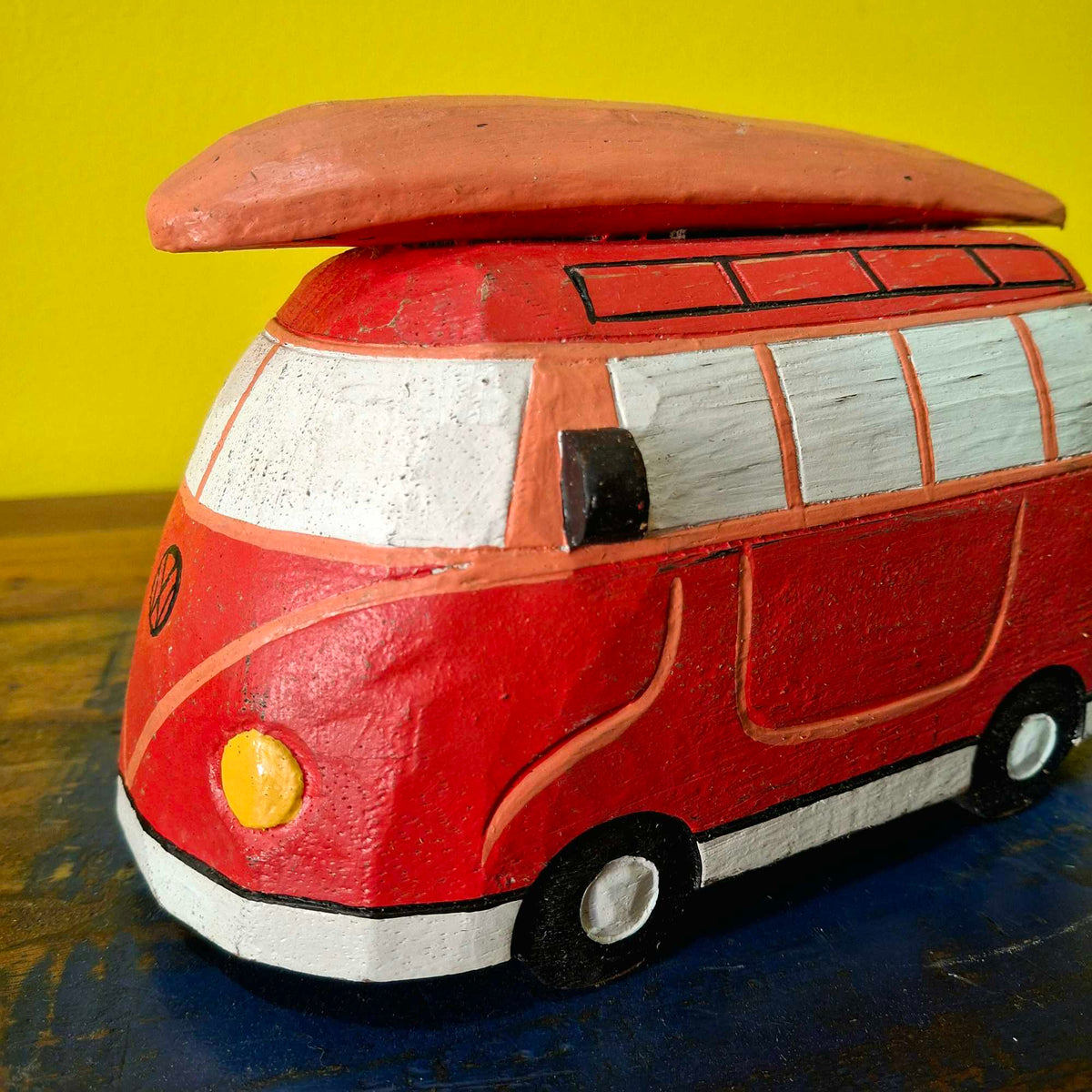 Furgone Hippie In Legno Salvadanaio Soprammobile