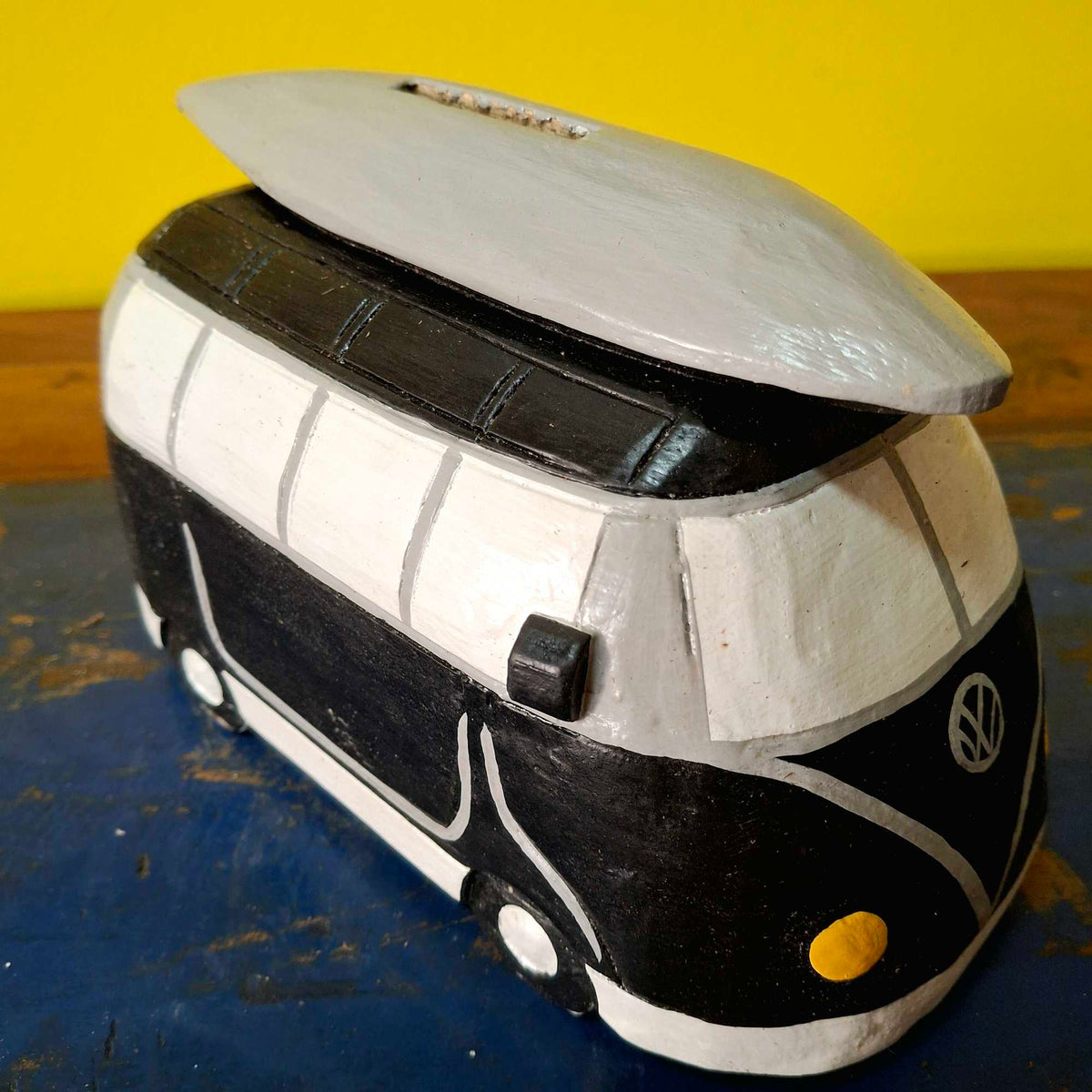 Hippie-Van-Spardose aus Holz, Geldbörse