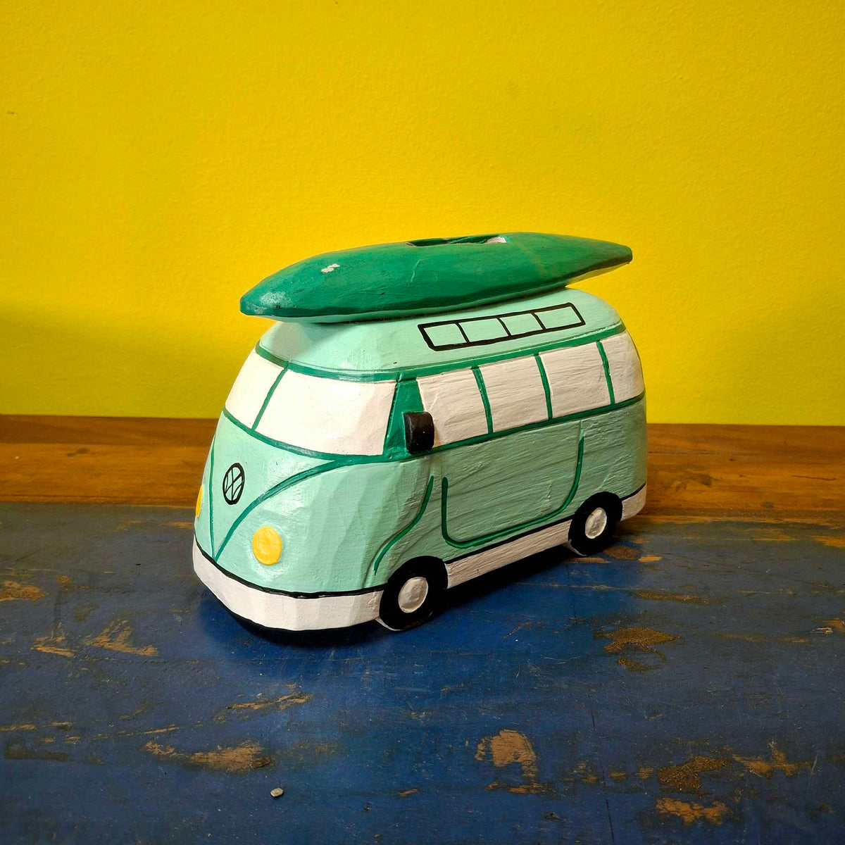 Furgone Hippie Salvadanaio In Legno Soprammobile