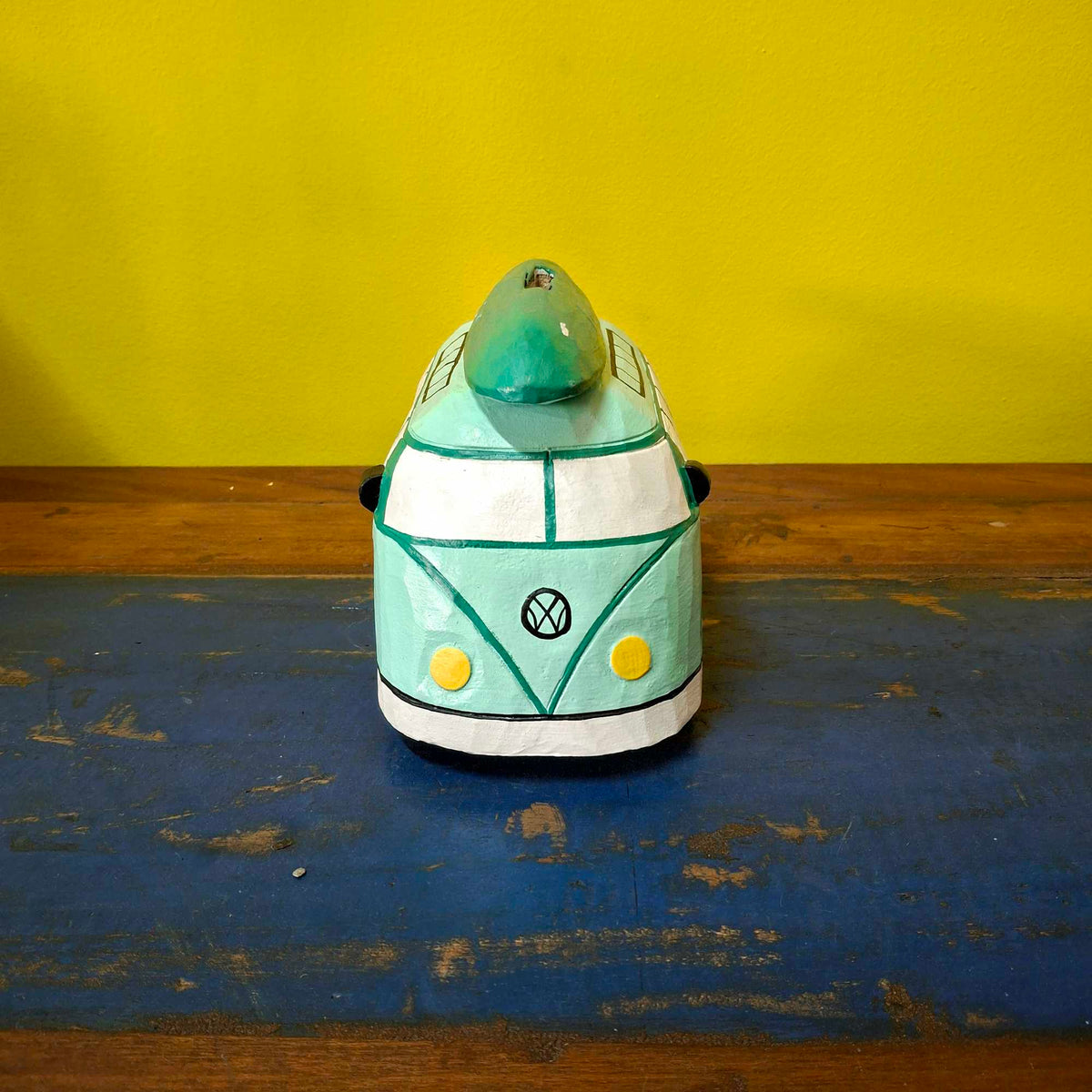 Furgone Hippie Salvadanaio In Legno Soprammobile