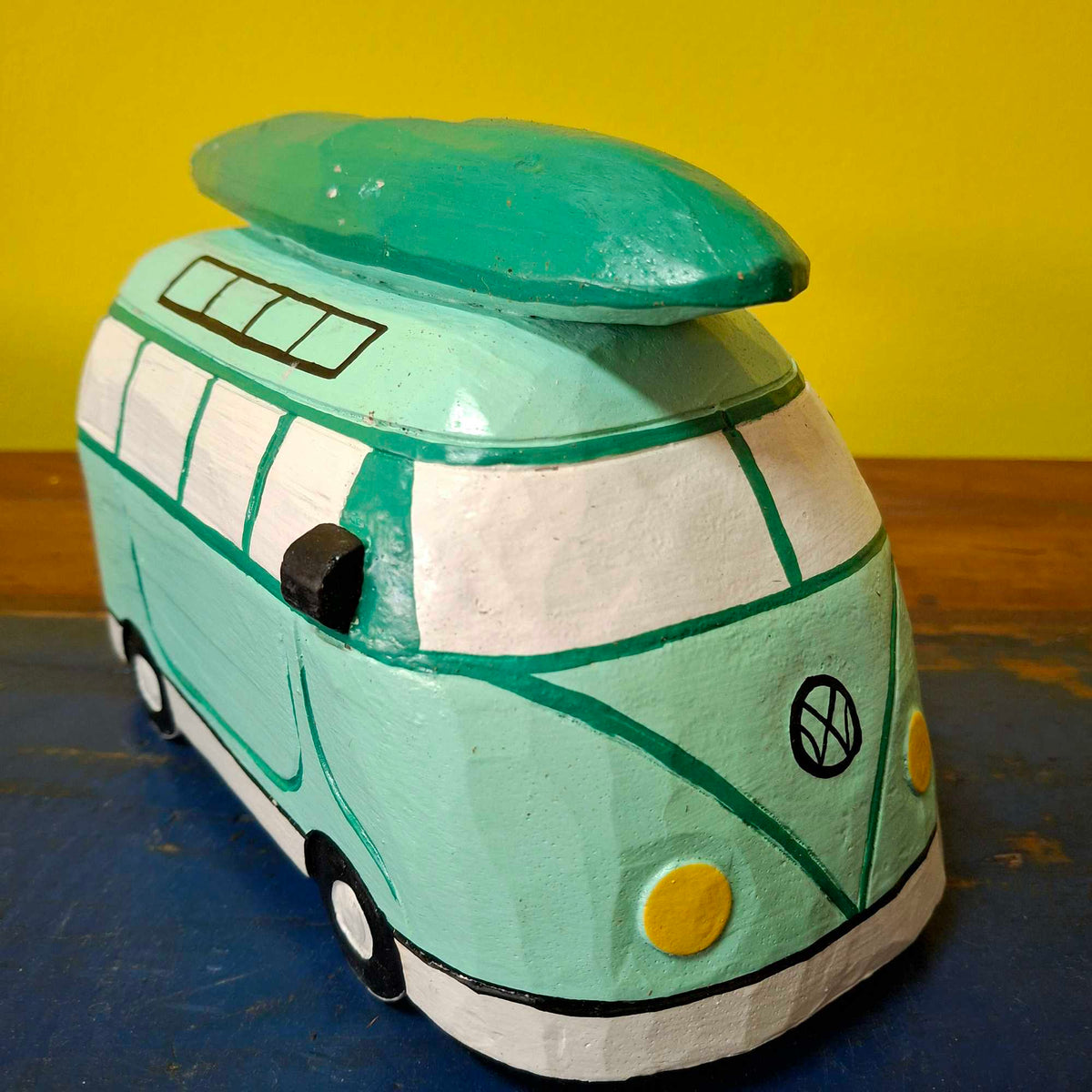 Furgone Hippie Salvadanaio In Legno Soprammobile