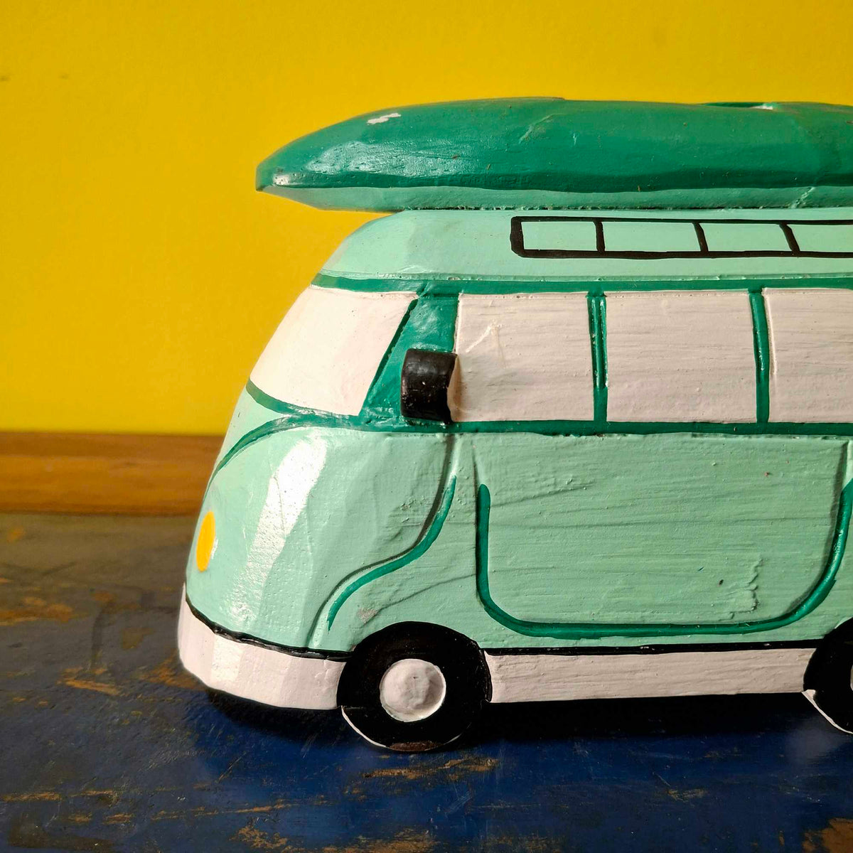 Furgone Hippie Salvadanaio In Legno Soprammobile