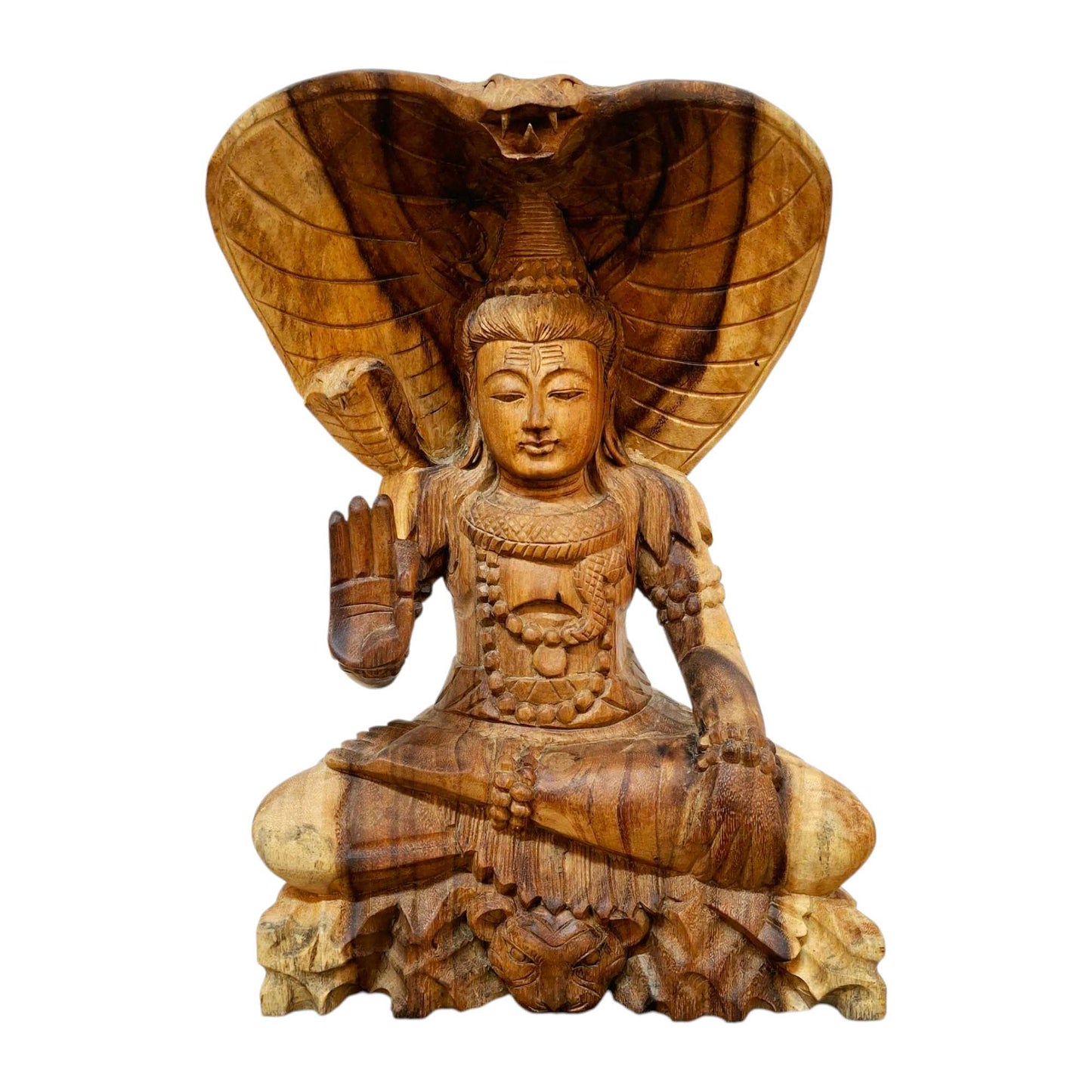 Scultura Shiva meditazione sacra cobra reale