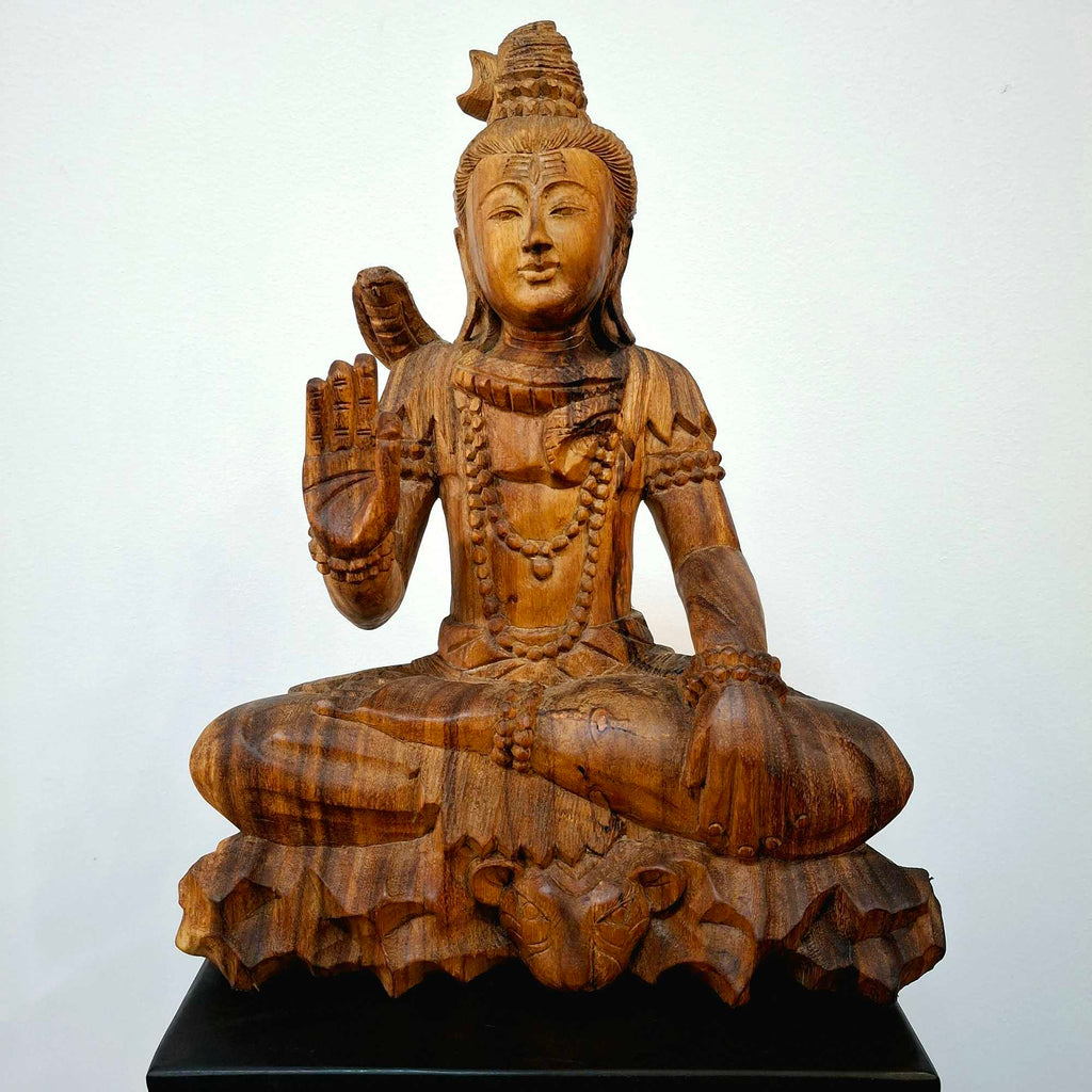 Shiva-Skulptur, heilige Holzstatuette für die Meditation