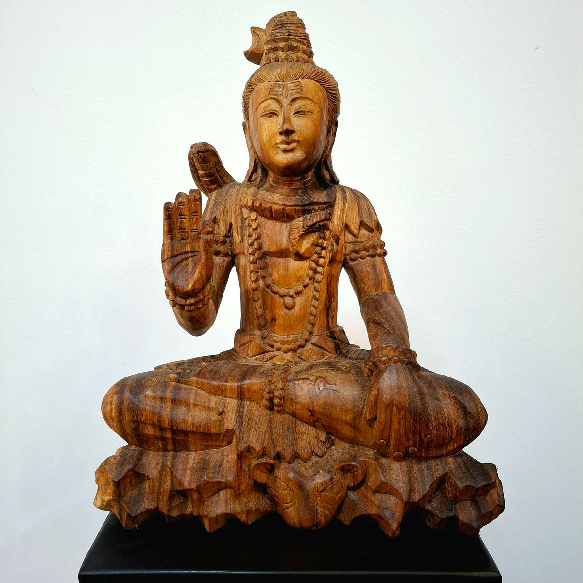 Scultura Shiva statuetta legno sacra meditazione