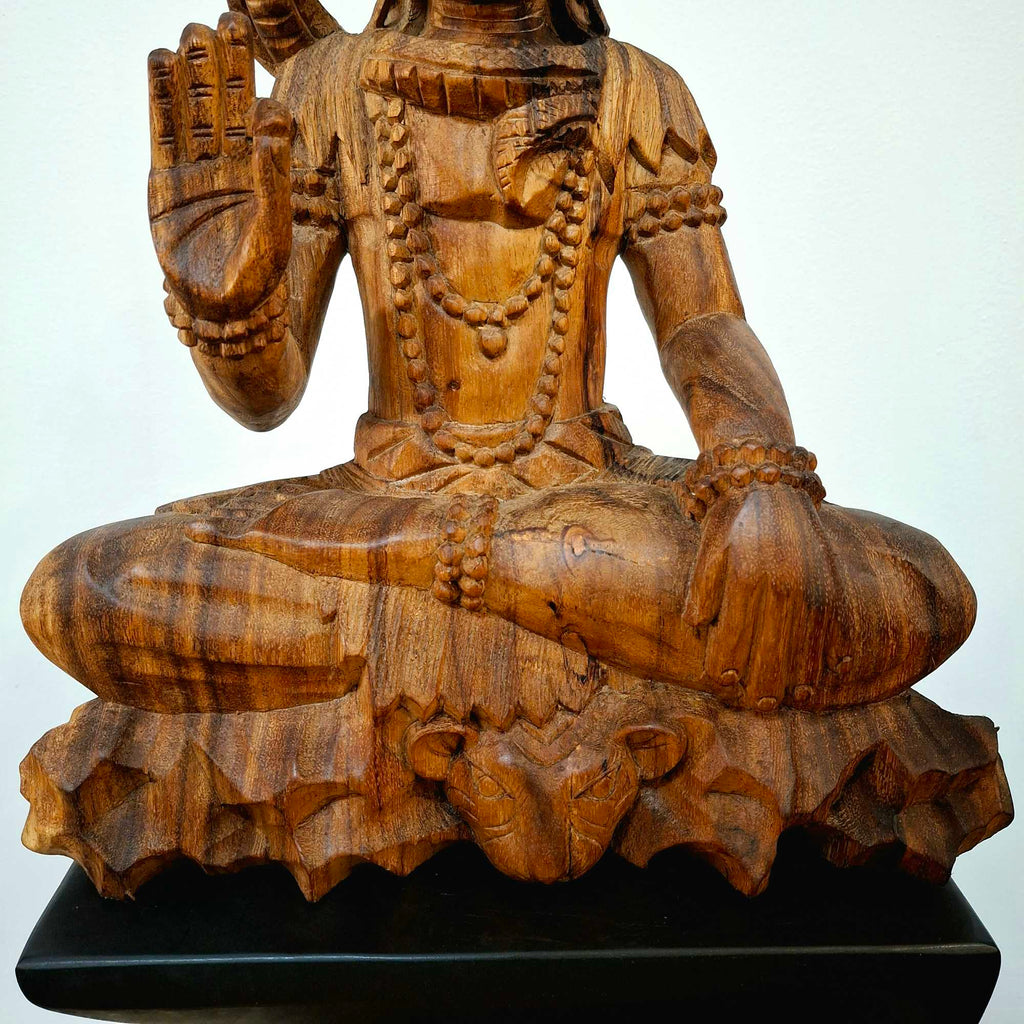 Shiva-Skulptur, heilige Holzstatuette für die Meditation