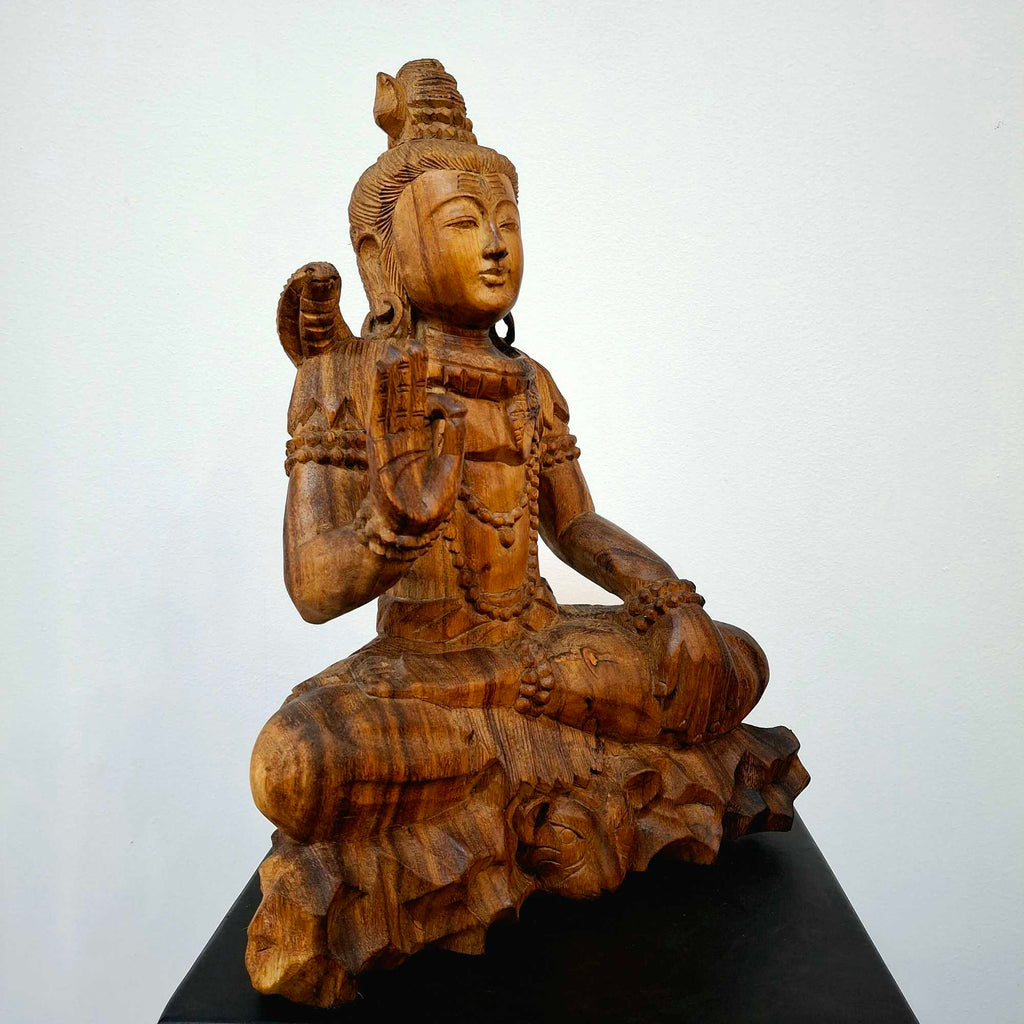 Shiva-Skulptur, heilige Holzstatuette für die Meditation