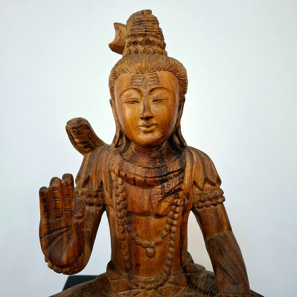 Shiva-Skulptur, heilige Holzstatuette für die Meditation