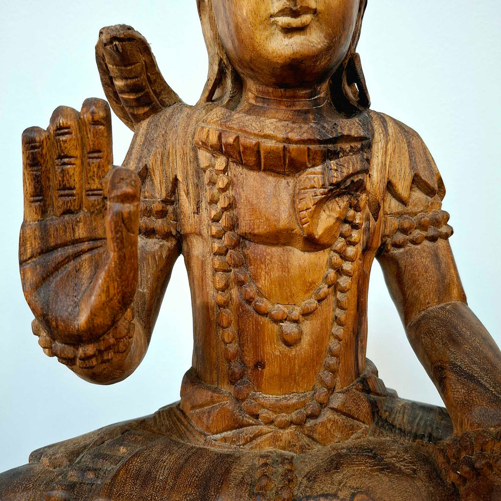 Shiva-Skulptur, heilige Holzstatuette für die Meditation