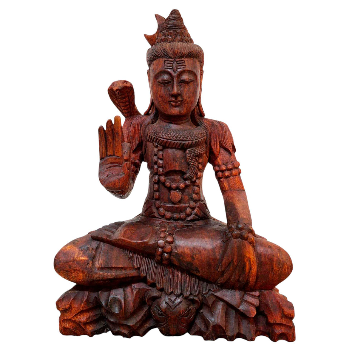 Scultura Shiva statuetta sacra legno meditazione